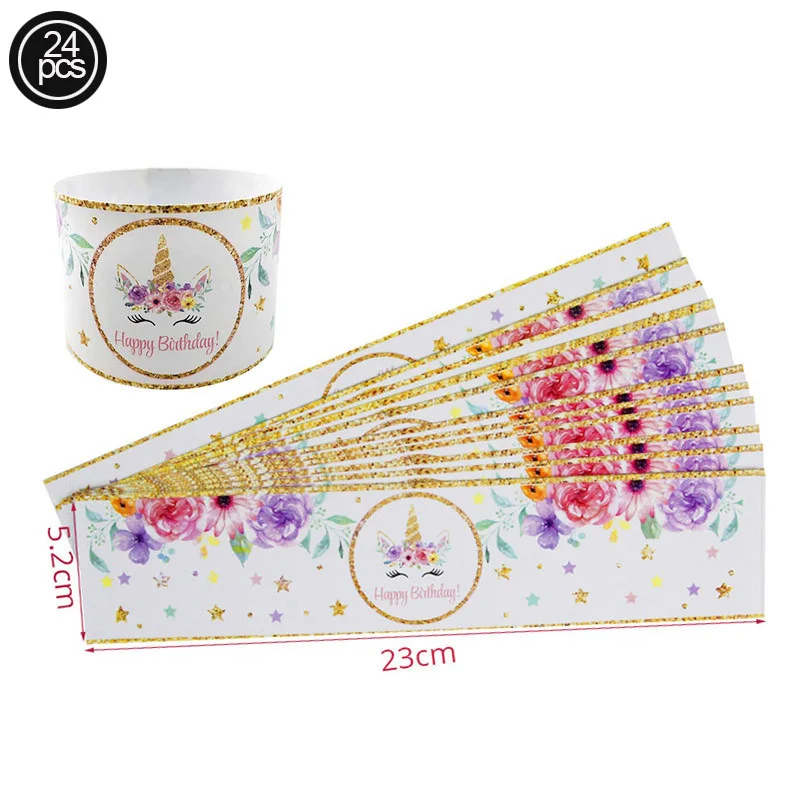 24 pcs A 24 шт./компл. с днем рождения ярлыки бутылки с водой красочным красивым Единорог бутылка для напитков поставки наклеек вечерние декор для детей - Цвет: 24 pcs A