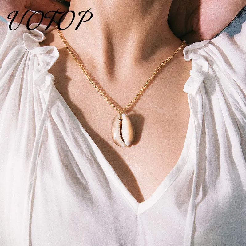

UOTOP 2019 New Cute Simple Boho Etnic Natural Conch Shell Necklace Gargantilla Women Seashell Short Choker Necklaces Collares