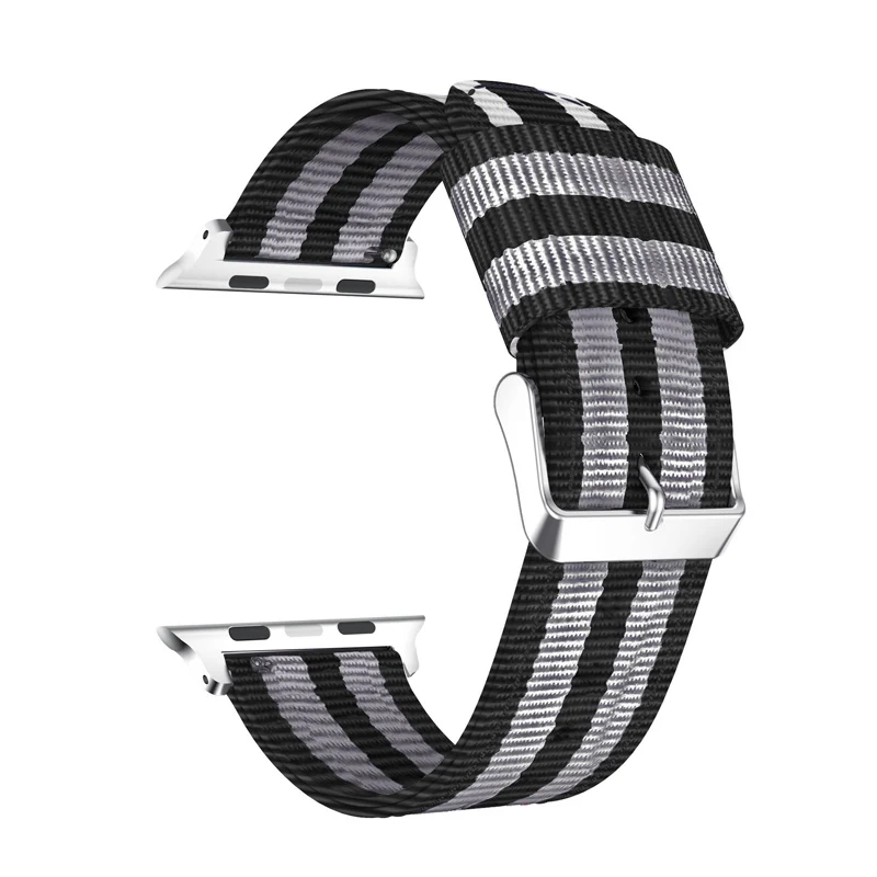 Striped gray Нейлоновый разноцветный ремешок для часов apple watch band 4 44 мм 40 мм тканый полосатый спортивный ремешок для iWatch series 3 2 1 42/38 мм - Цвет ремешка: Striped gray