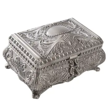 

Fashion Vintage Jewelry Trinket Box Rectangle Box Metallic Floral Box Small Gift Storage