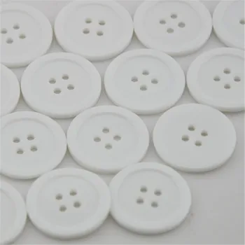 

50pcs White Big Plastic Overcoat Button Cloth sewing Appliques 25mm PH41