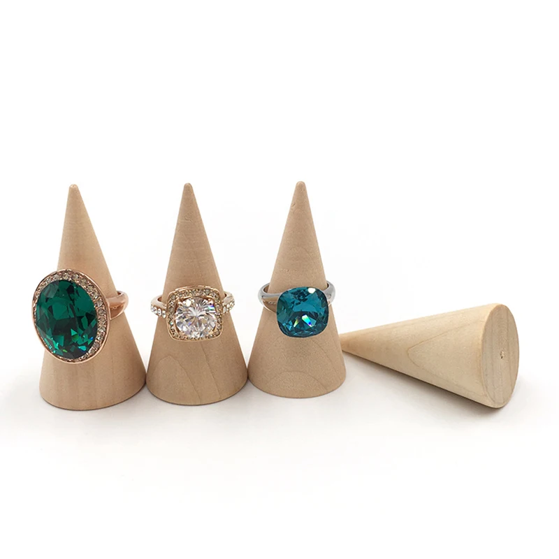 

5Pcs/Set Ring Organizer Wooden Cone Creative Ring Holder Jewelry Display Holder Ring Display Tools Jewelry Storage Supplies