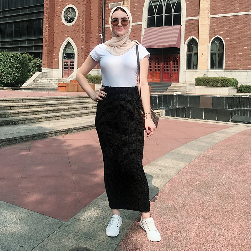 

Knitted High Waist Pencil Long Skirt Womens Fashion Seamless Super Stretch Knitted Multicolor Hip Clothing Female