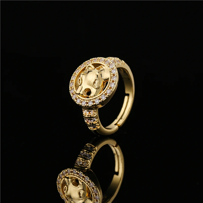 Unique Design Open End Ring Adjustable Size Fashion Gold Color Animal Women Party Jewelry Wholesale Leopard Accessories | Украшения и