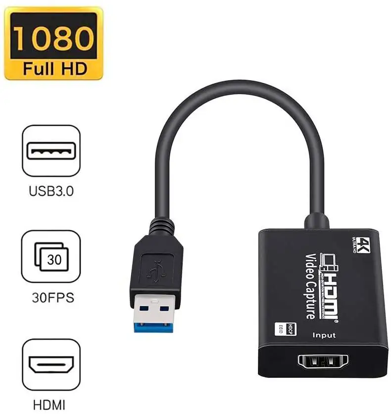 

4K Video Capture Card USB 3.0 2.0 HDMI Video Grabber Record Box for PS4 Game DVD Camcorder Camera Recording Live Streaming