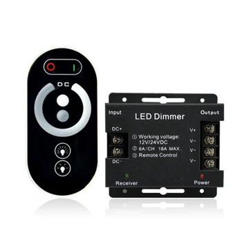 

RF Wireless LED Controller Dimmer DC12V-24 3 Channels Output 18A With Touch Remote For 5050/3528 Single Color LED Strip