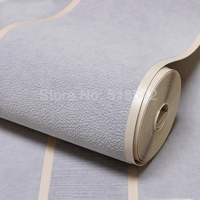 Papel tapiz de gamuza no tejido a rayas 3D para paredes, rollo de papel  tapiz moderno