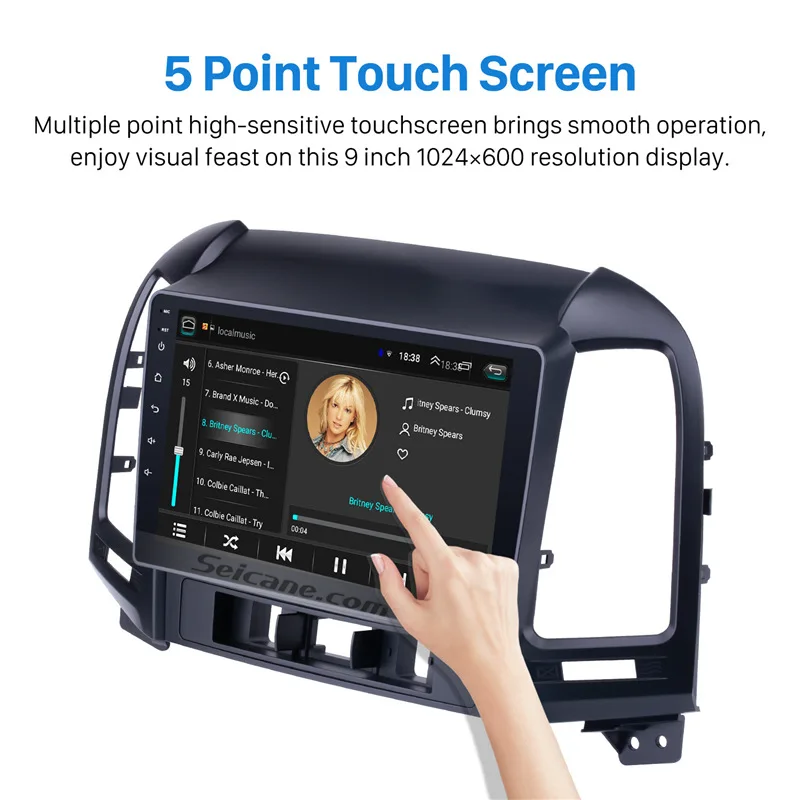 Best Seicane 2Din HD 9" Android 8.1 Car Radio GPS Head Unit For HYUNDAI SANTA FE 2005-2012 Touchscreen Stereo 1080P Multimedia Player 1