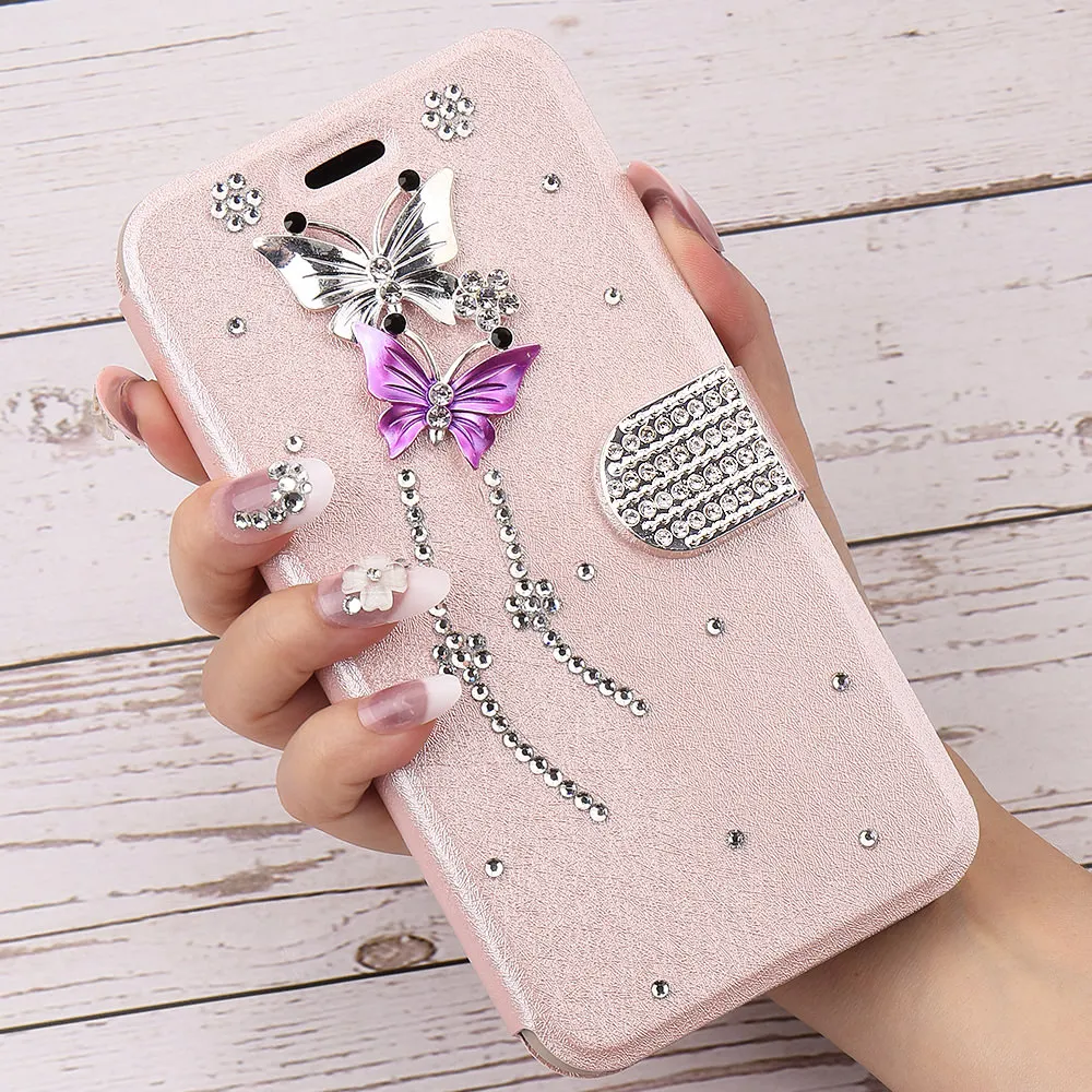 LLZ.COQUE Чехол бумажник с бриллиантами для Samsung S10 Plus S10E S8 S7 Edge Note 10 Блестящий