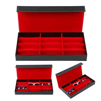 

Portable Glasses Case 12 Grids Jewelry Glasses Organizer Dustproof Sunglasses Display Container Storage Box Jewelry Organizer