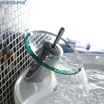 

Waterfall Faucet Bathroom Modern Glass Mixer Tap Stainless Steel Hot Cold Faucets Wash Basin Chrome Taps Wodospad Grifo Lavabo