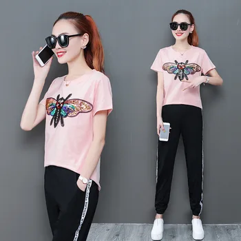 

Sports Suit Female Trend 2019 Slim Leisure Running Clothing Two-piece Set