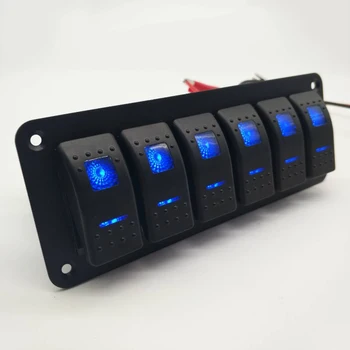 

Boat Rocker Switch Panel 6 Gang Breaker+Decal Marine Replacement Parts