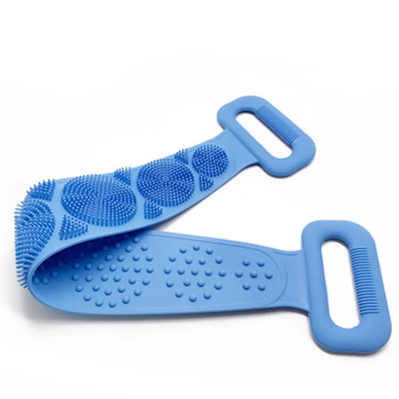 Силиконовый пояс для мытья тела, двусторонний Отшелушивающий пояс для душа, удаляет банное полотенце SNO88 - Color: Blue