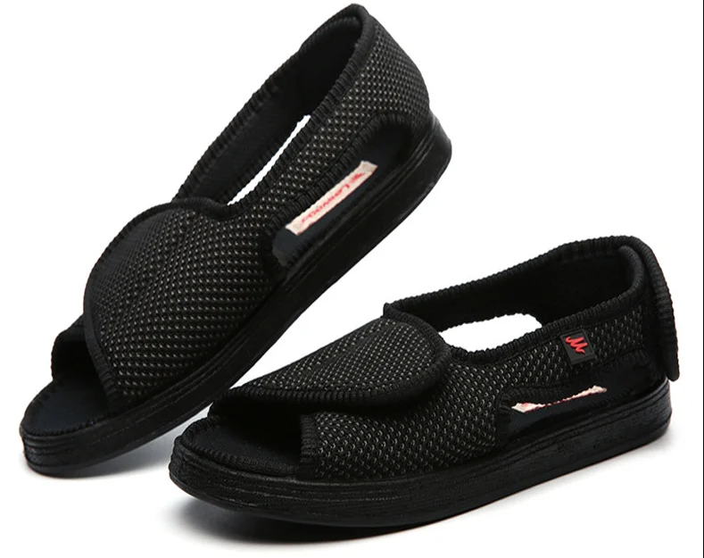 Zapatos para diabéticos con punta rocío para mujer, calzado para pies hinchados, con palo mágico ancho, sandalias para el pulgar fuera de la Edad Media|Abrazaderas soportes| - AliExpress
