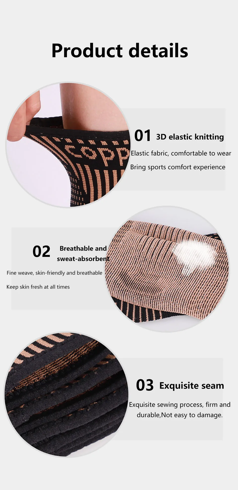 1PCS Sports Ankle Brace Copper Compression Sleeves Support 3D Weave Elastic Bandage Unisex Foot Protective Gear Gym Fitness