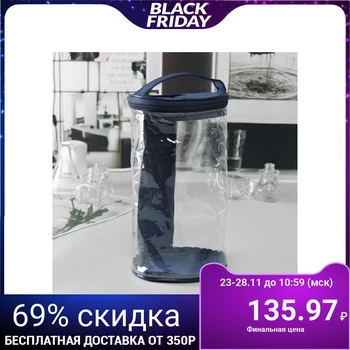 

PVC cosmetic case, zippered compartment, with handle, blue