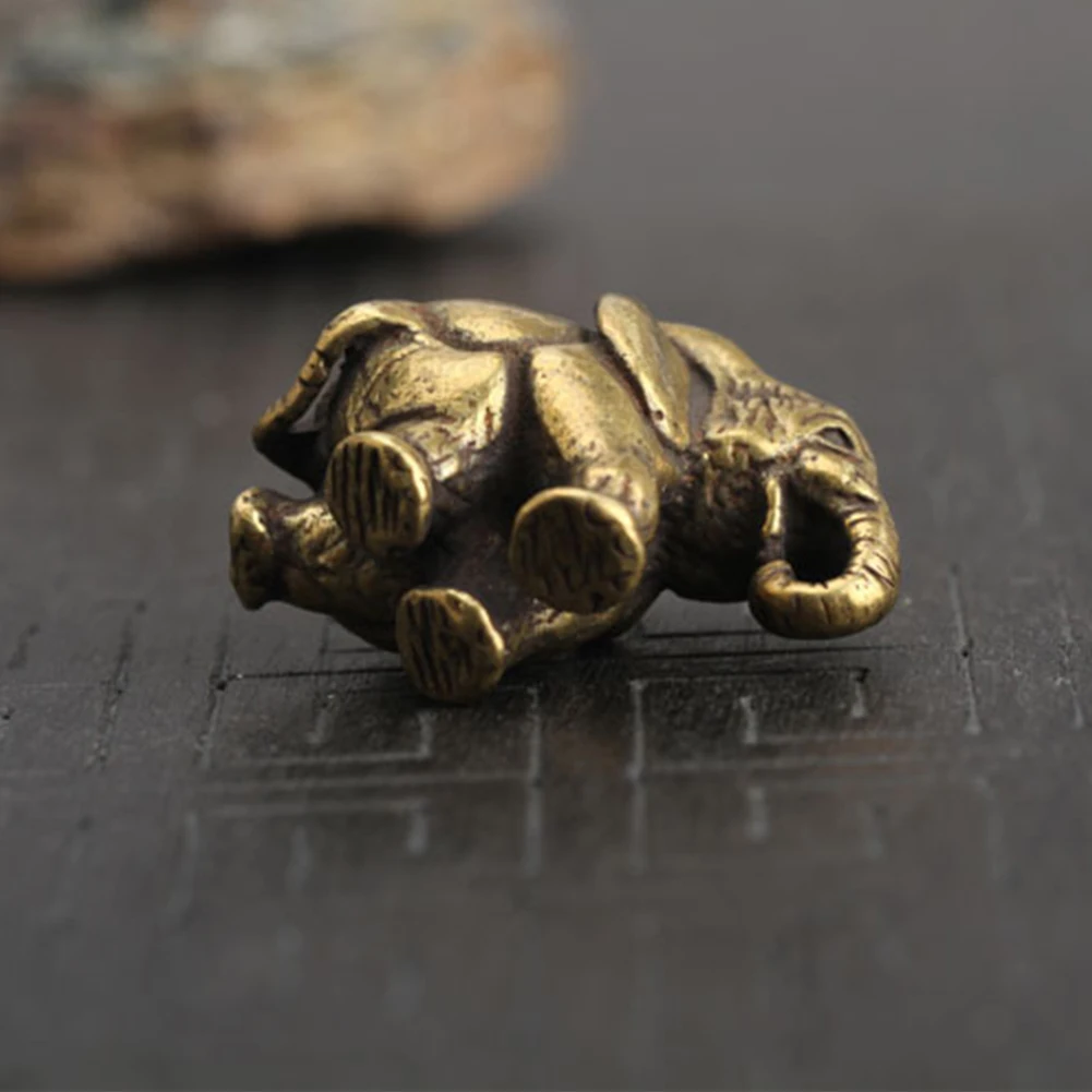 Antique Home Decoration Vintage Miniature Handicrafts Luck Statue Brass Display Figurines Office Mini Elephant Shape Ornaments