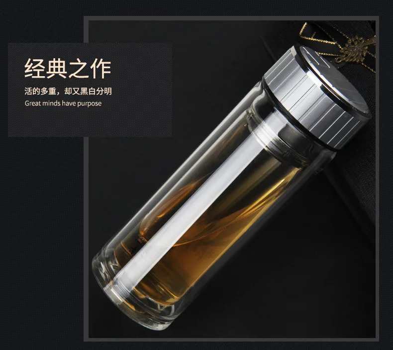 High-temperature Resistant Double Layer Glass Cup Customizable Logo Advertisement Gift Cup Thick Transparent Glass