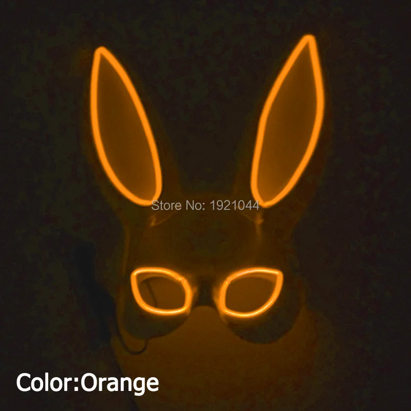 Симпатичные Маска кролика светодиодный маска кролика Маскарадная маска EL, неон светящийся Хэллоуин вечерние Decoratiove маска с 3V инфертор