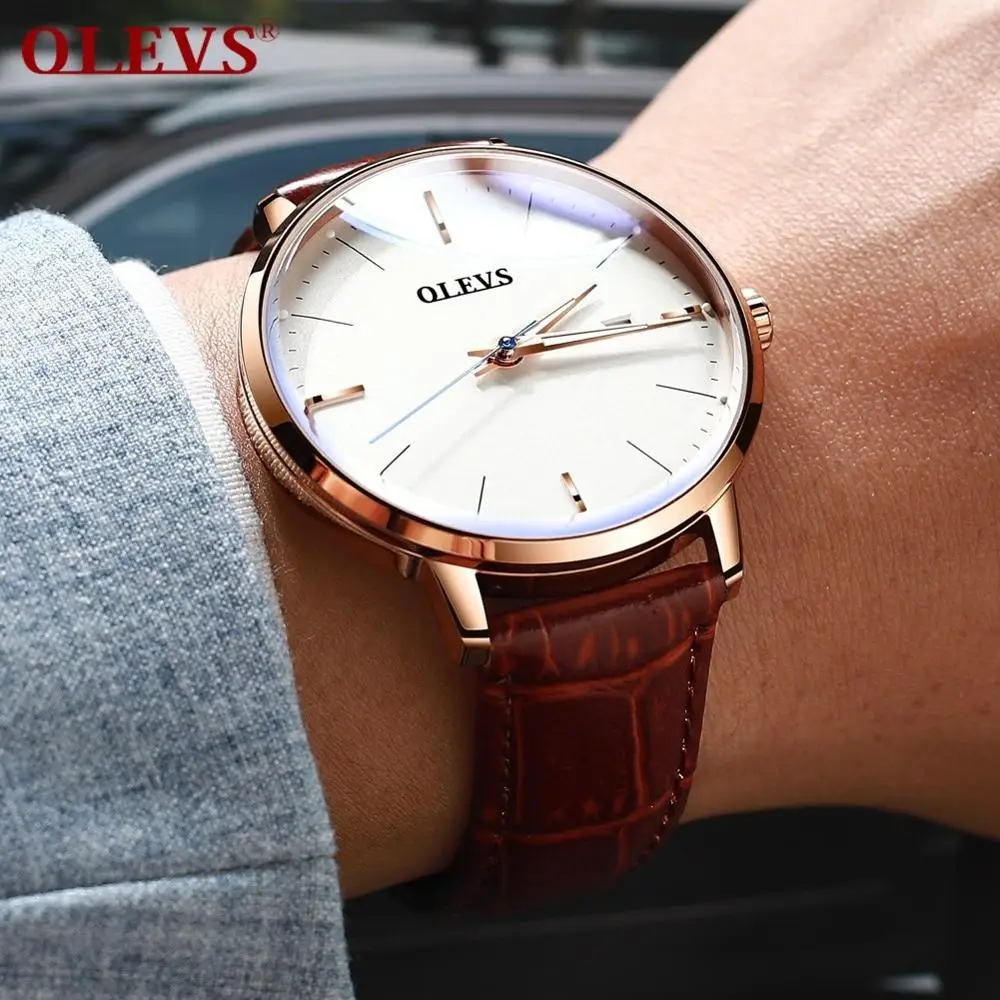 

Automatic Mechanical Watch Fashion Simple Style Men's Watch Rose Gold Case/ Brown/Black /Date Function Imported Movement