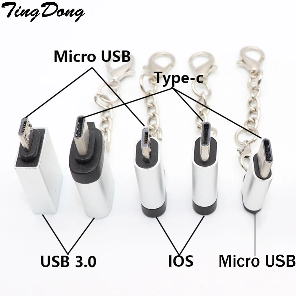Адаптер Micro usb Type c TingDong для IOS /USB3.0 iPhone и Android зарядное устройство конвертер C /Micro