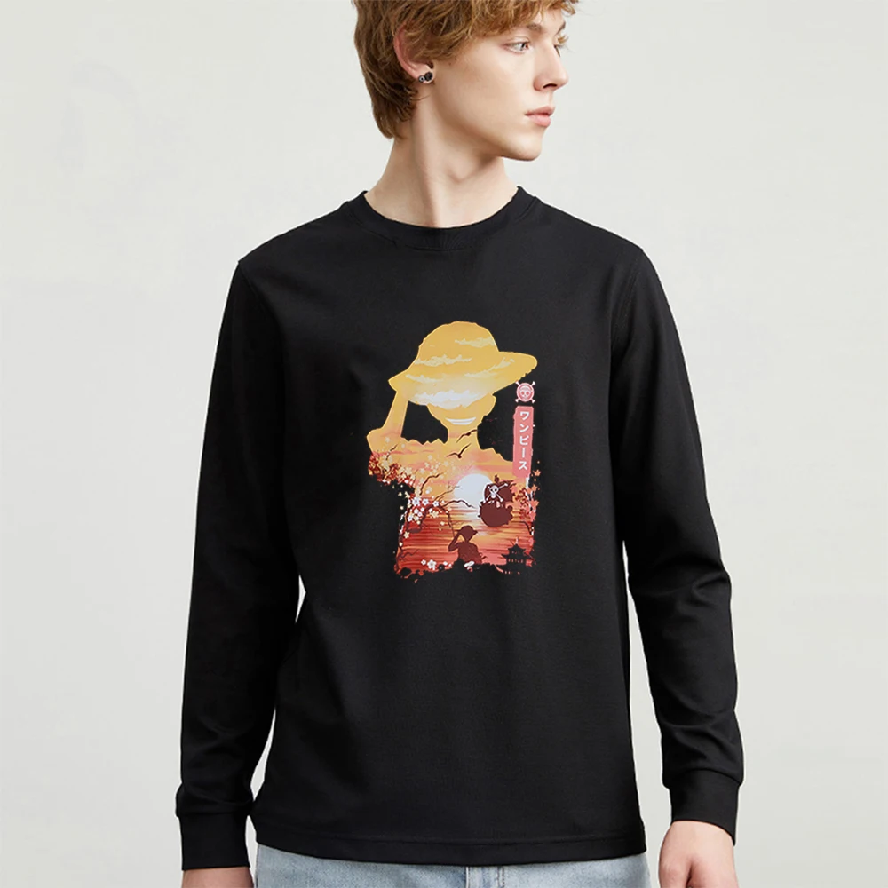 

Anime Sweatshirt One Piece Luffy Pirate Ship Printing Male Sweatshirts Loose Brand Man Hoodies Vintage Casual Men Tracksuits