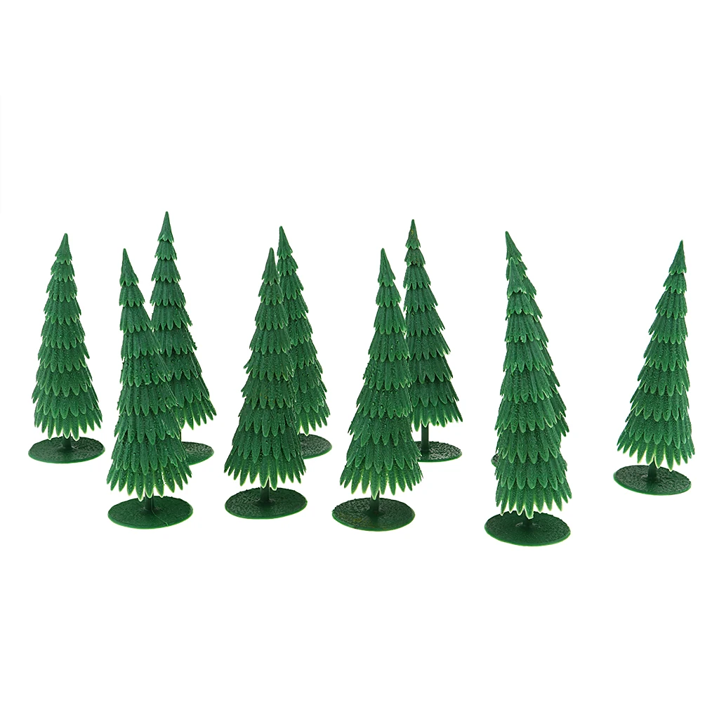 10Pcs 13cm Plastic Pine Model Trees for Railway Landscape Wargame Decoration