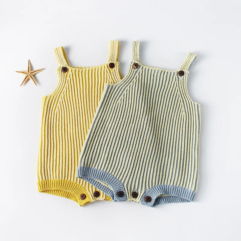 Bunvel 0-2year детский комбинезон, костюм, одежда для малышей, Детский костюм для новорожденных для мальчиков и девочек, Вязаный комбинезон в стиле пэчворк с геометрическим рисунком на каждый день одежда с узором