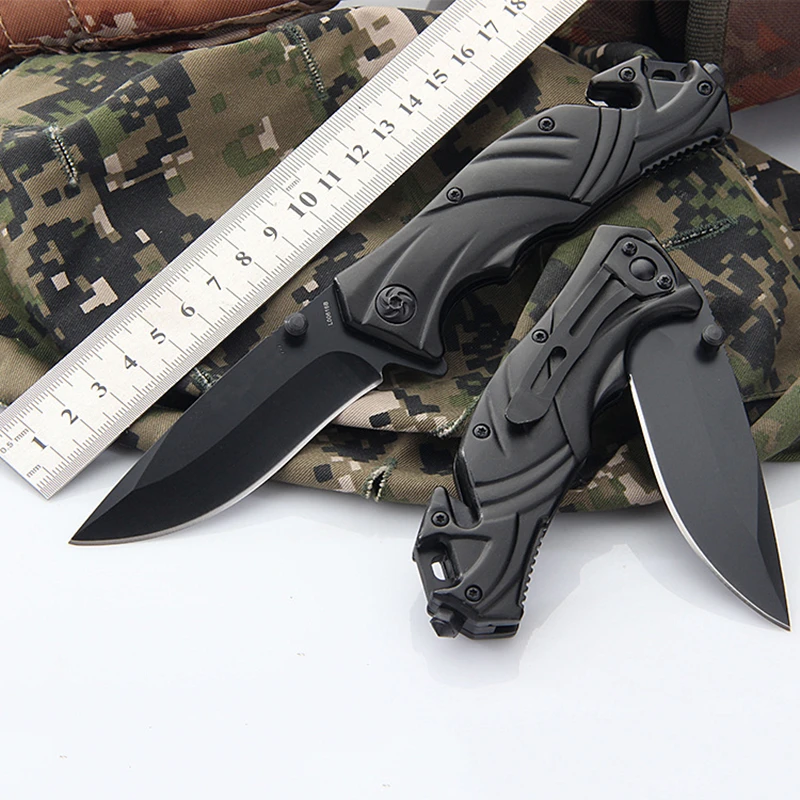 

Stainless steel folding knife, camping Mountaineering portable folding knife, pocket knife can open canned food