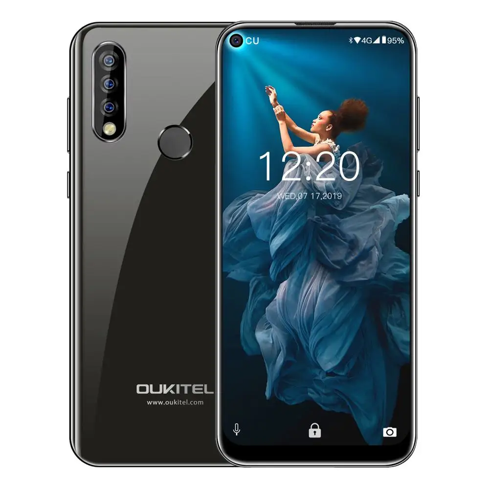 Oukitel C17 Pro Android 9,0 Pie смартфон лицо ID 6,3" полюсный экран 4 ГБ ОЗУ 64 Гб ПЗУ MT6763 Восьмиядерный 4G мобильный телефон - Цвет: Черный