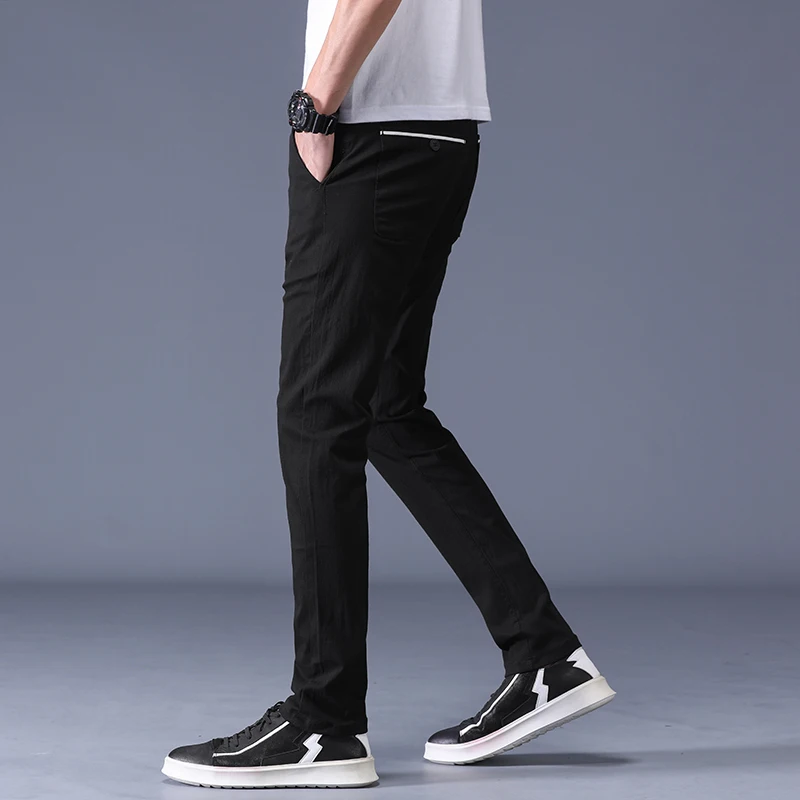 Новые мужские деловые повседневные брюки-карандаш, джоггеры, Стрейчевые ткани, корейские уличные штаны для скейтборда, простые хлопковые брюки, Pantalon Homme