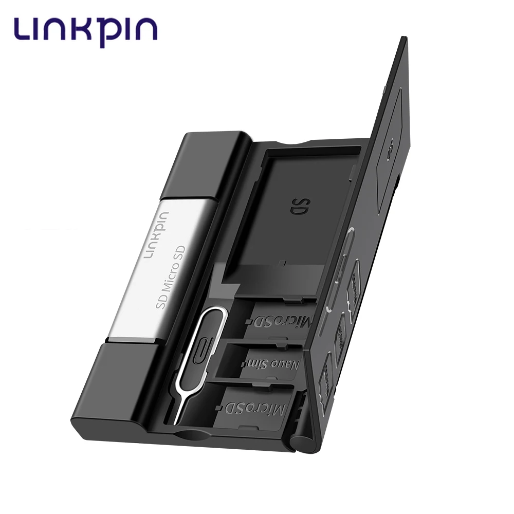

LINKPIN OTG USB 3.1 SD&Micro SD Card Reader with Memory Card Organizer Silicone Sleeve 3 Ports USB-A and USB-C and Micro USB