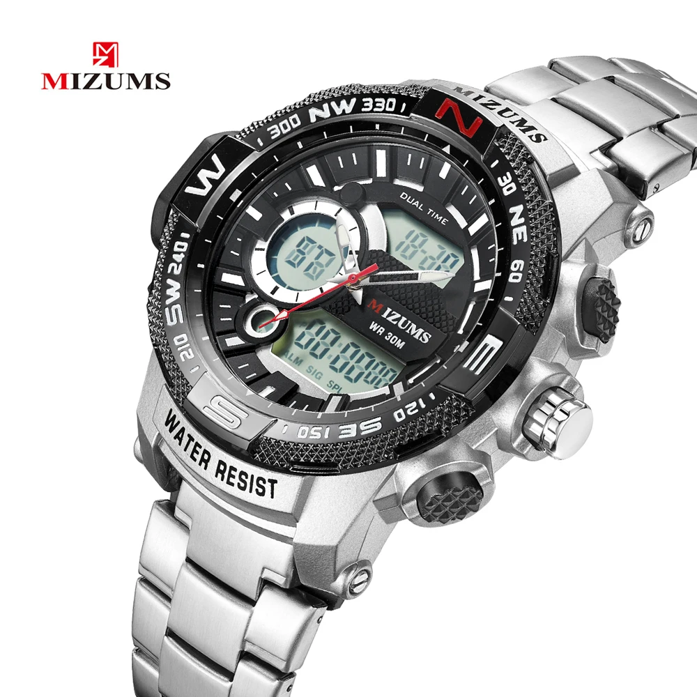 Analog Digital Watches Men Led Full Steel Male Clock Men Military Wristwatch Quartz Sports Wrist Watch Man Reloj Hombre Mizums drop shipping 2019 (7)