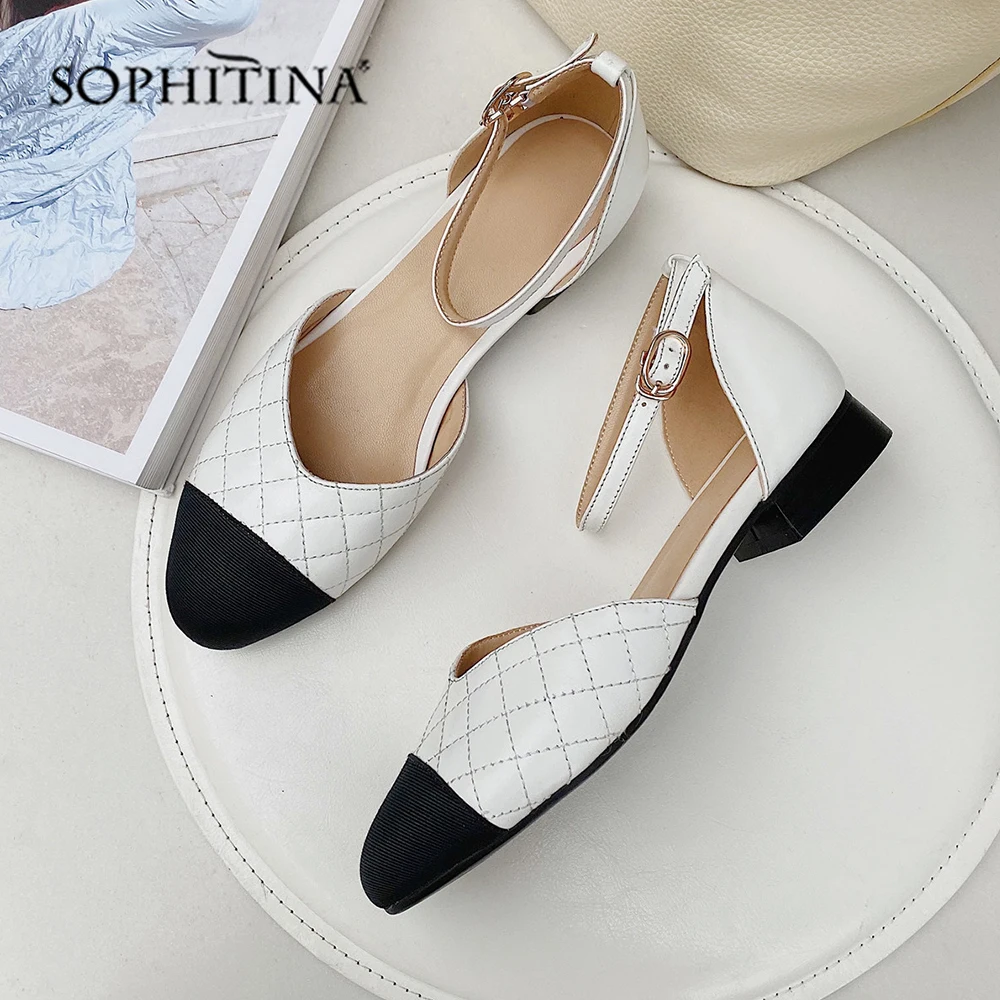 

SOPHITINA Concise Women Flats Ankle Buckle Strap Mixed Colors High Quality Sheepskin Sweet Summer Shoes Comfortable Flats MO448