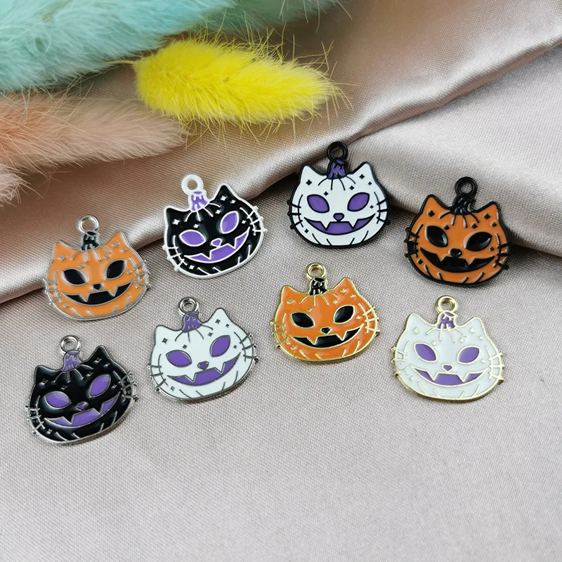 

10pcs Dripping Alloy Halloween Skull Pumpkin DIY Cartoon Alloy Headgear Pendant Keychain Necklace Amulet Charm Dangles