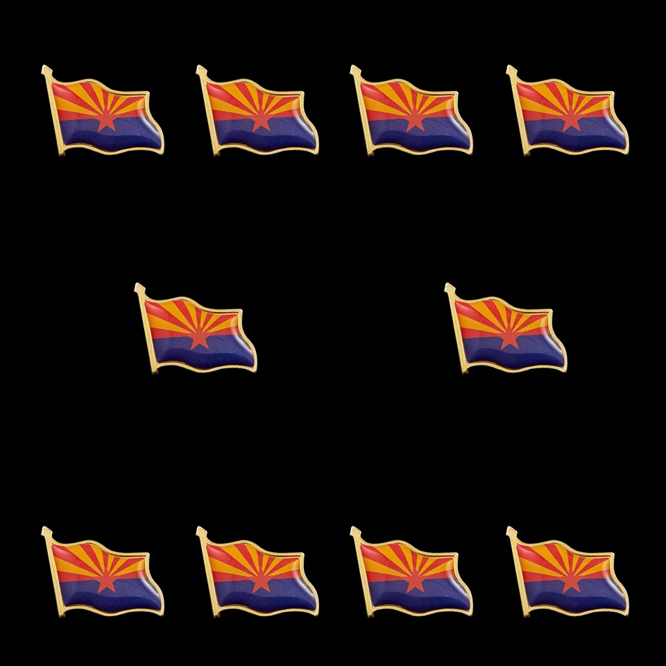 

10PCS USA Arizona State Gold Plated Flag Pin Brooch Badge Friendship Patriotism Pins