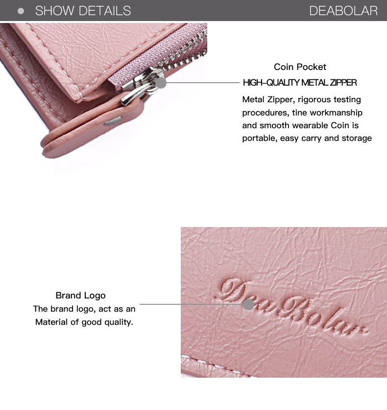 Кошелек женский кожаный длинный на молнии монета Карманный с отделениями для карт держатель клатч телефон роскошный розовый кошелек
