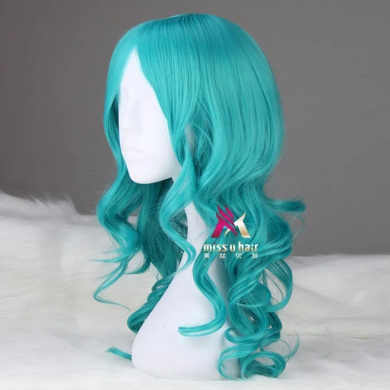 New wave green long wigs of synthetic hair sailor neptune kaiou michiru cosplay wig complete heat resistance