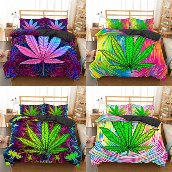 

ZEIMON Tropical Leaf Luxury Bed Linen Cotton Set Soft Bedding Set Twin/Full/Queen/King Size 2/3pcs Bedspread Duvet Cover Set