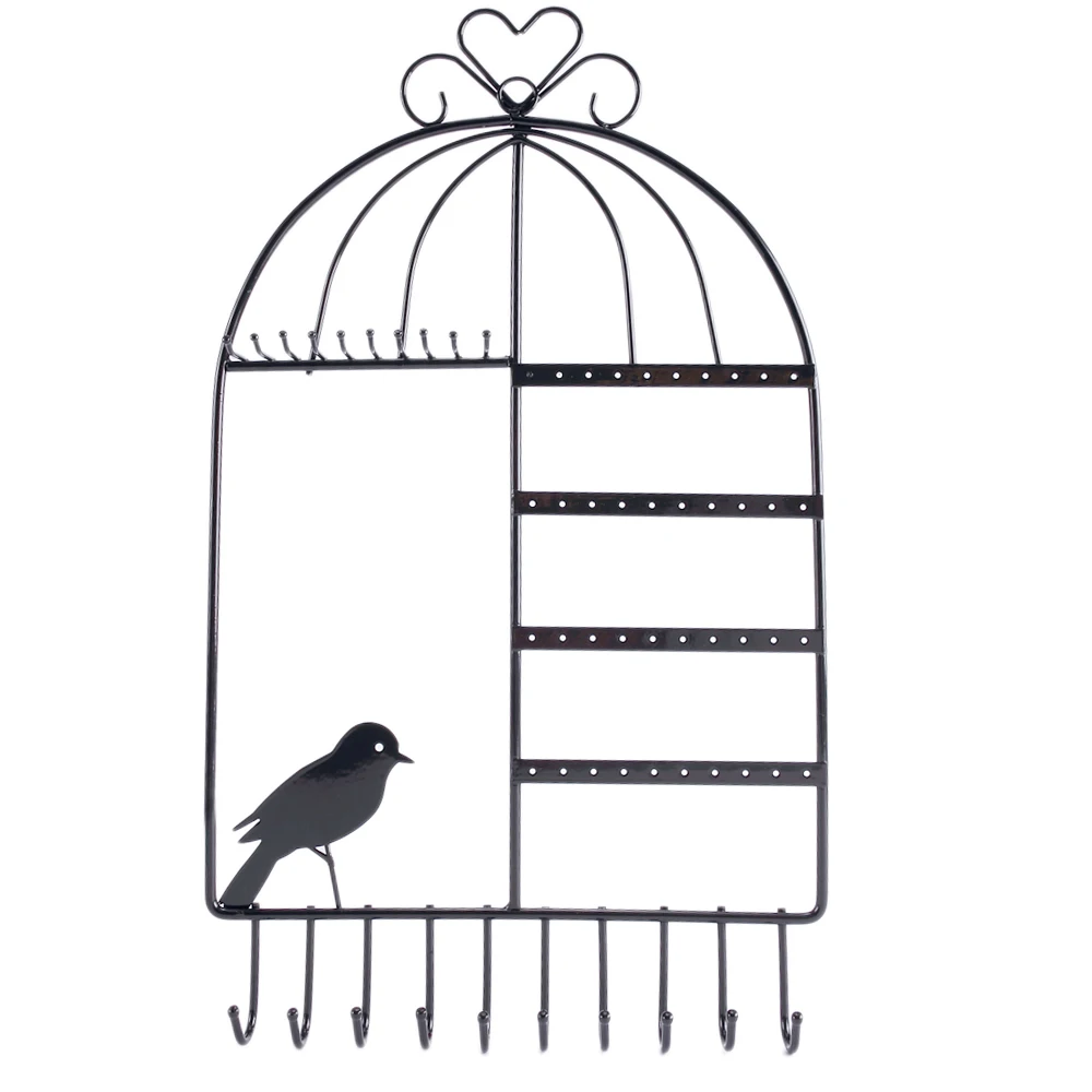 New Metal Birdcage Jewelry Holder Earring Display Hanger Necklace Organizer Hook
