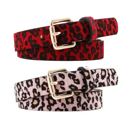 Пикантные Роскошные из искусственной кожи Leopard ремень для Для женщин квадратный металлической пряжкой Черные, белые, красные талии широкий