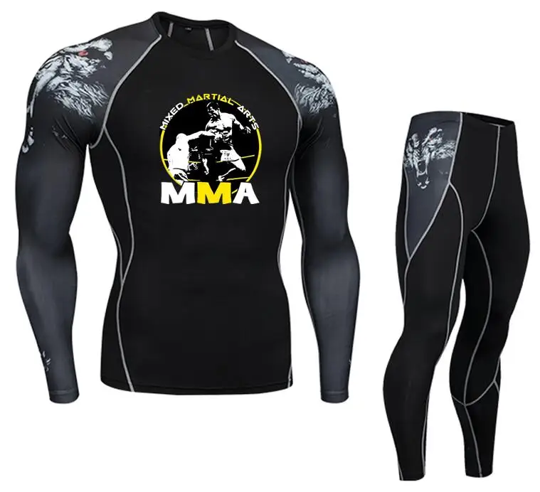ММА Мужская UFC Тема Мода Фитнес Футболка Бодибилдинг компрессионные наборы