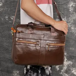 Для мужчин качество кожи под старину Модные Бизнес Портфели 15,6 "чехол для ноутбука атташе сумка-портфель одно плечо сумка 1115