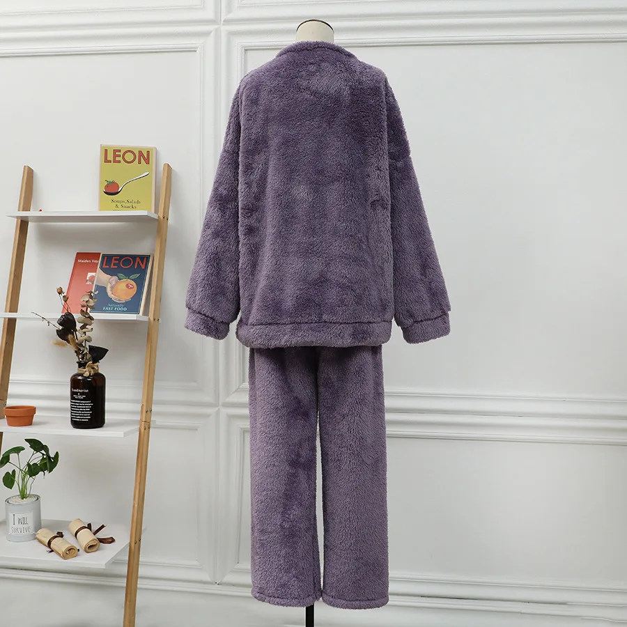 Pajamas for Women Winter Thick Coral Fleece Cute Home Clothes Warm and Comfortable Loose Pajamas Suit