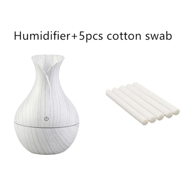 Mini Electric Air Humidifier USB Ultrasonic Aroma Essential Oil Diffuser Wood Grain Cool Mist Maker LED Light For Home Office B5