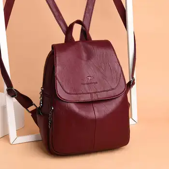 

Women Leather Backpacks High Quality Sac A Dos School Bags For Girls Large Capacity Shoulder Bags Female Travel Bagpack Mochilas
