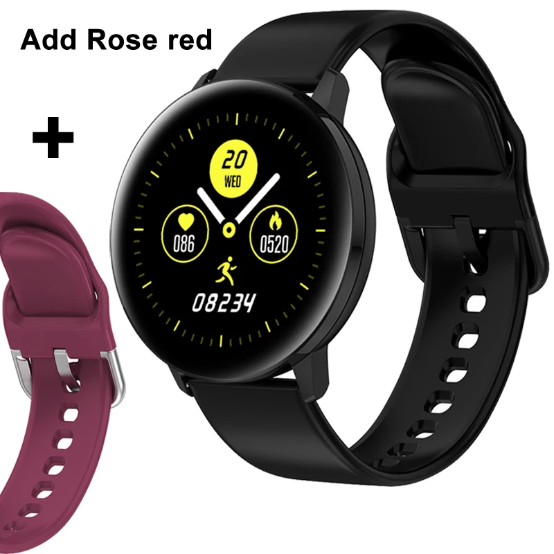 Add a Rose red Смарт-часы для женщин, фитнес-трекер, водонепроницаемый смарт-браслет, измерение сердечного ритма, кровяного давления, Smartband для Android IOS - Цвет: Add a Rose red