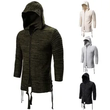 Вязаный кардиган Мужская куртка Мода Бодибилдинг сплошной цвет мужской свитер с шапочкой и молнией свитер большого размера мужчин