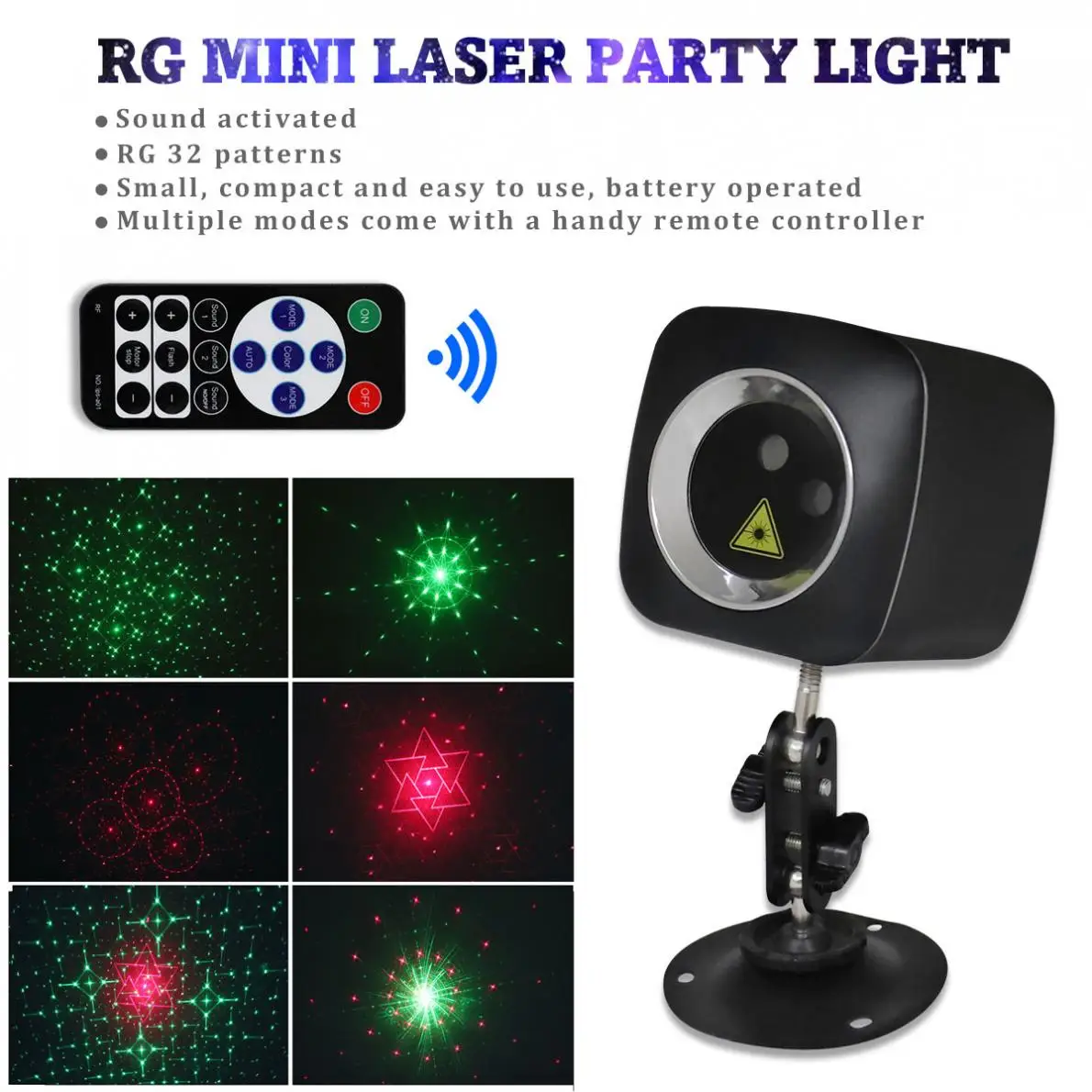

Projector Lights WL-513A Mini RG 32 Patterns Red / Green LED Light Effect Handheld Projector Laser Lamp for Family Party